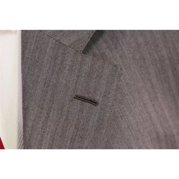 Raffaele Caruso Recent Gray Tonestripe Herringbone Super 180's Wool Suit 52R - Picture 5 of 12